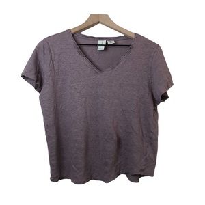 Joie Lavender Purple 100% Linen V-neck Cropped Boxy Loose Short Sleeve Tee